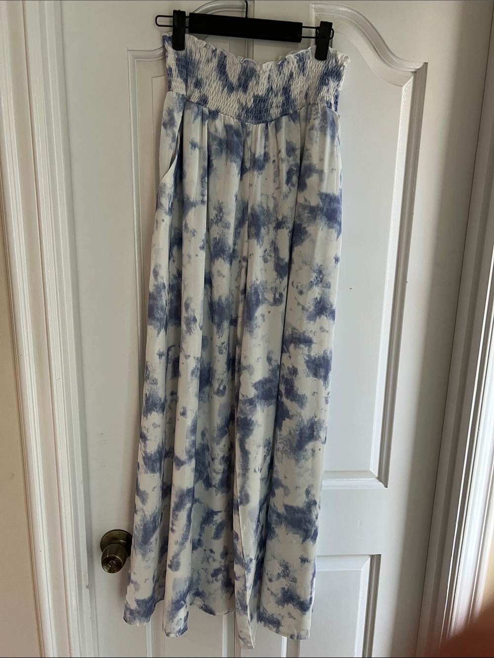 Smocked Waist Wide-Leg pants Blue Tie-Dye